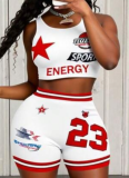 Sexy Hot Girl Print Camisole Bag Hip Shorts Two Piece Set
