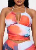 New Style Printed Vest Shorts Two Piece Suit For Women