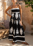Sexy Ethnic Style Temperament Slim Backless Overalls Two-piece Suit