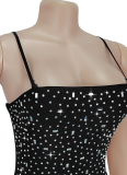 Fashionable Summer Sexy Perm Diamond Sling Slit Dress For Women