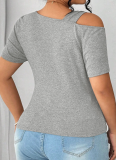 Gray Stylish Simple Twist Irregular Short Top