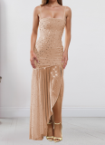Fashionable Summer Sexy Perm Diamond Sling Slit Dress For Women