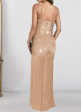 Fashionable Summer Sexy Perm Diamond Sling Slit Dress For Women
