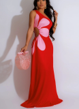 Sexy Slim Off-shoulder Hollow Print Long Dress