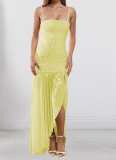 Fashionable Summer Sexy Perm Diamond Sling Slit Dress For Women
