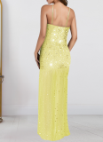 Fashionable Summer Sexy Perm Diamond Sling Slit Dress For Women