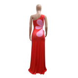 Sexy Slim Off-shoulder Hollow Print Long Dress