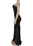Fashionable Summer Sexy Perm Diamond Sling Slit Dress For Women