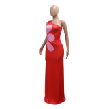 Sexy Slim Off-shoulder Hollow Print Long Dress