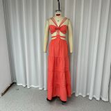 New Sexy Suspender Seeveless Hollow Solid Color Dress