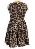New Women's Leopard Print 3D Flower Decorated Dress
