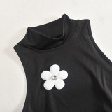 Sexy Sleeveless Hollow Long Detachable Flower Dress