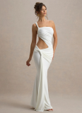 Sexy One-shoulder Halter-back Tube Top Pleated Long Dress