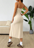 Women'S Suspender Wrap Chest High Slit Leopard Print Hip Dress