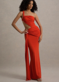 Sexy One-shoulder Halter-back Tube Top Pleated Long Dress