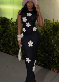 Sexy Sleeveless Hollow Long Detachable Flower Dress