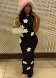 Sexy Sleeveless Hollow Long Detachable Flower Dress