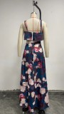 Sexy Suspender Top and Lotus Leaf Long Skirt Two Piece Set