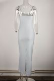 Sexy Hot Girl Letter Print Slim Fit Suspender Sleeveless Long Dress