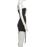 Fashion Letter Print Slim Fit One Shoulder Dress