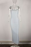 Sexy Hot Girl Letter Print Slim Fit Suspender Sleeveless Long Dress
