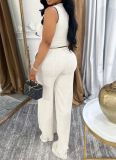 Fashionable Women'S Casual V-Neck Button Top And Trousers Two-Piece Suit