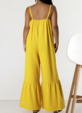 Fashionable And Elegant Suspenders Casual Yellow Jumpsuit For Women