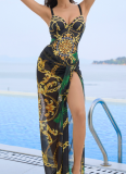 Sexy Printed Bikini One-Piece Swimsuit Cover-Up Two-Piece Set