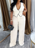 Fashionable Women'S Casual V-Neck Button Top And Trousers Two-Piece Suit