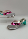 New Style Fashionable Women's Square Toe Large Size Thick High Heel Slippers