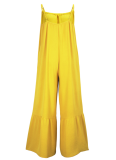 Fashionable And Elegant Suspenders Casual Yellow Jumpsuit For Women