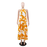 New Style Printed Halter Neck Summer Elegant Dress
