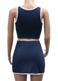 Fashionable Contrast Color Camisole Top Pants Skirt Sports Two-Piece Suit