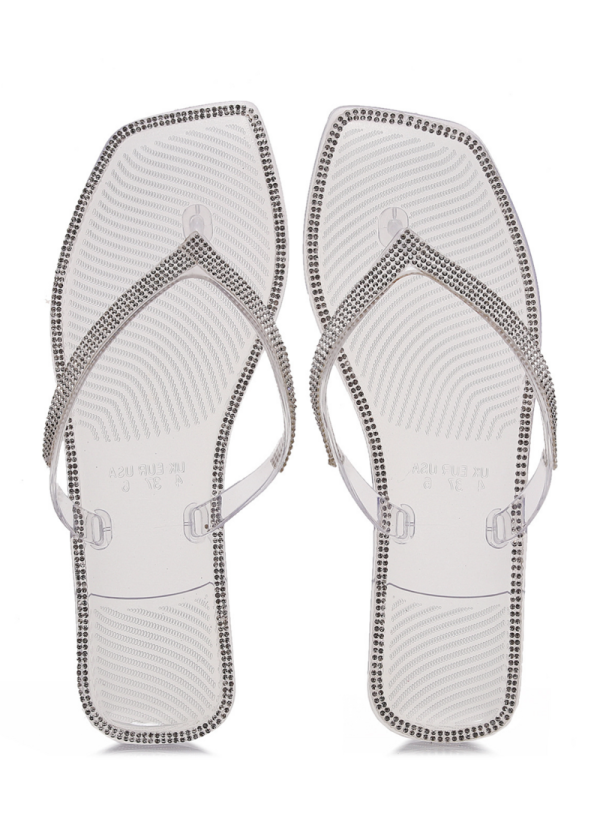 New Style Flip Flops Crystal Rhinestone Women's Jelly Flat Slippers