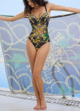 Sexy Printed Bikini One-Piece Swimsuit Cover-Up Two-Piece Set