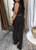 Fashionable Women'S Casual V-Neck Button Top And Trousers Two-Piece Suit