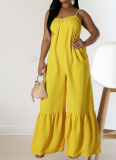 Fashionable And Elegant Suspenders Casual Yellow Jumpsuit For Women