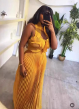 Fashion Irregular Pleated Tube Top Pleated Trousers Two-piece Suit