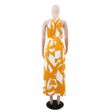 New Style Printed Halter Neck Summer Elegant Dress
