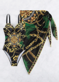 Sexy Printed Bikini One-Piece Swimsuit Cover-Up Two-Piece Set