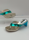 New Style Fashionable Women's Square Toe Large Size Thick High Heel Slippers