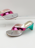 New Style Fashionable Women's Square Toe Large Size Thick High Heel Slippers