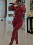 Fashionable Women's Clothing Acid-washed and Distressed Jumpsuit Two-piece Suit