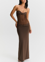Sexy Solid Color Elegant Temperament Tube Top Twist Dress