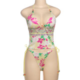 Sexy Hot Girl Digital Printing Split Small Vest Shorts Set