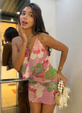 Sexy Off-shoulder Mesh Backless Dress With Slim Fit and Hip Print