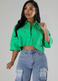 Fashionable Design Short-sleeved Belly Button Cardigan Top