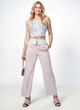 Sexy Striped Three-dimensional Flower Tube Top Camisole Straight Trousers Two-piece Set