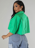 Fashionable Design Short-sleeved Belly Button Cardigan Top