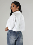 Fashionable Design Short-sleeved Belly Button Cardigan Top